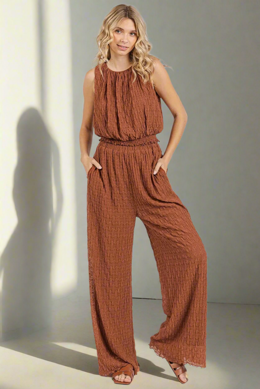 Mittoshop Textured Stretchy Crop Tank and Pants Set