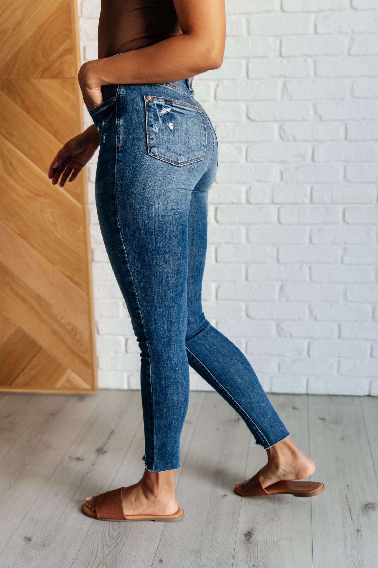 Judy Blue Alba Tummy Control Distressed Hem Skinny Jeans