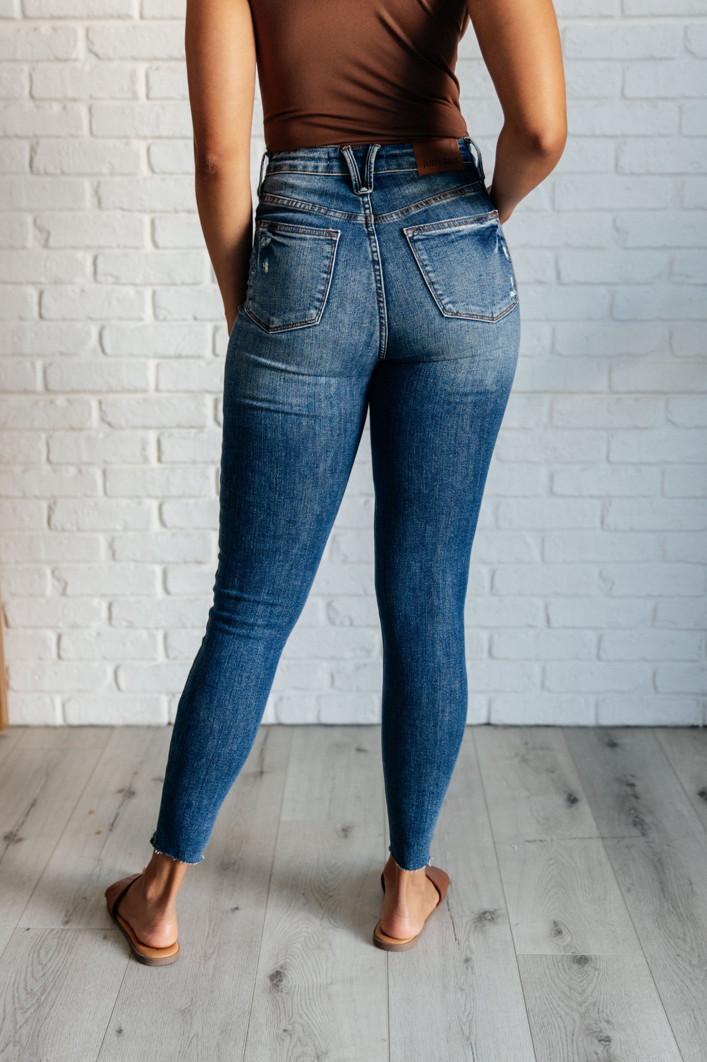 Judy Blue Alba Tummy Control Distressed Hem Skinny Jeans