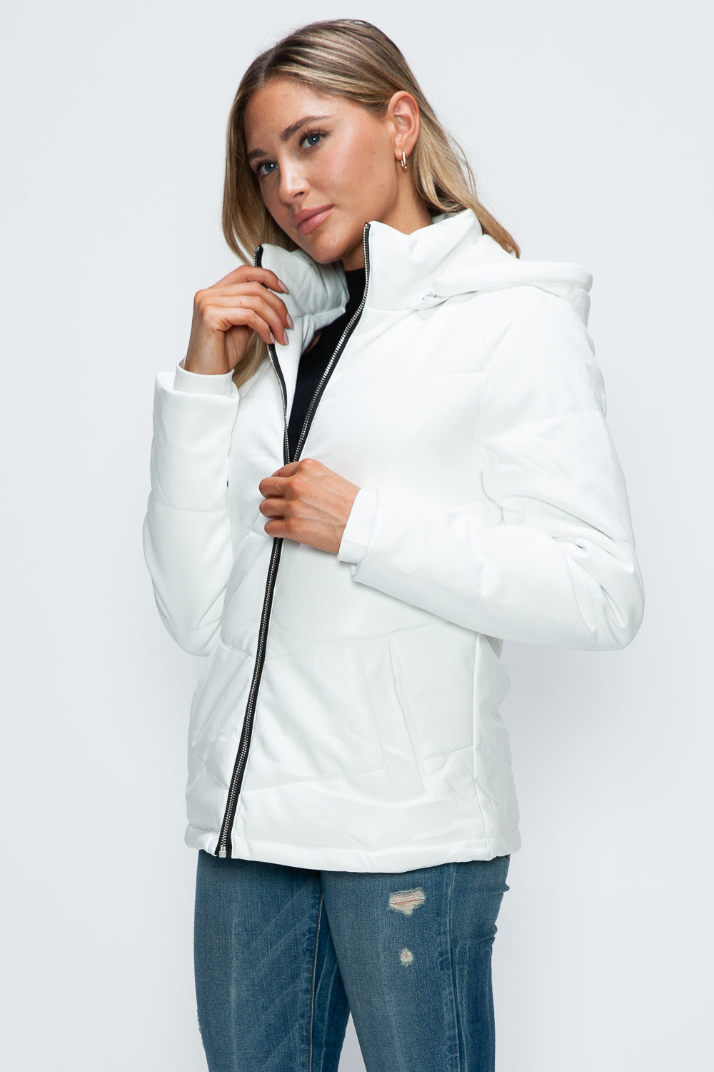 How Dare U Pocketed Zip Up Puffer Jacket