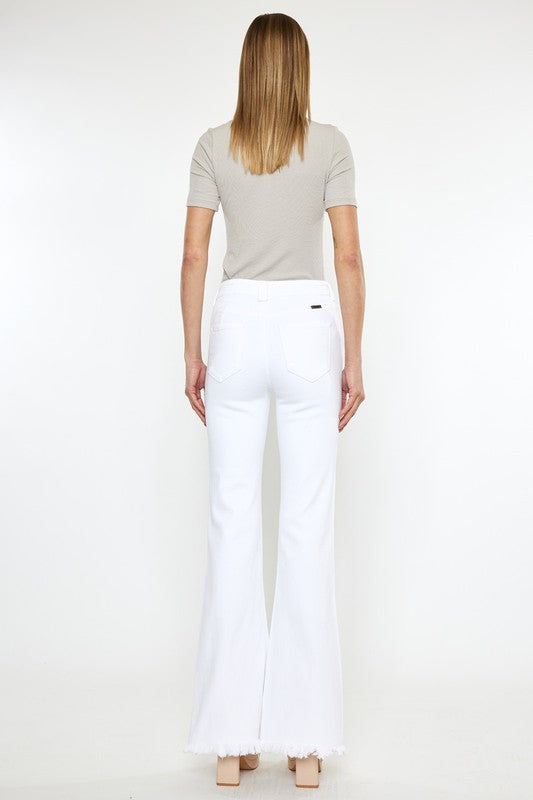 Kancan High Rise White Flare Jeans