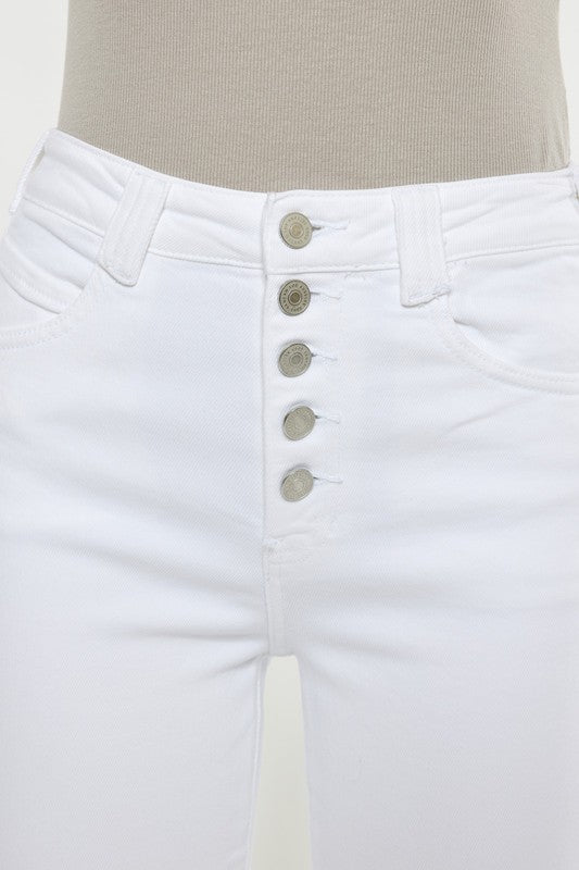 Kancan High Rise White Flare Jeans