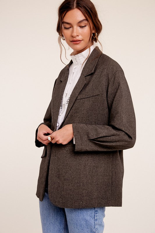 Listicle Oversized Solid Blazer