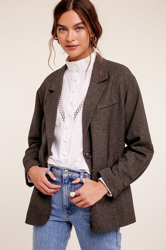 Listicle Oversized Solid Blazer