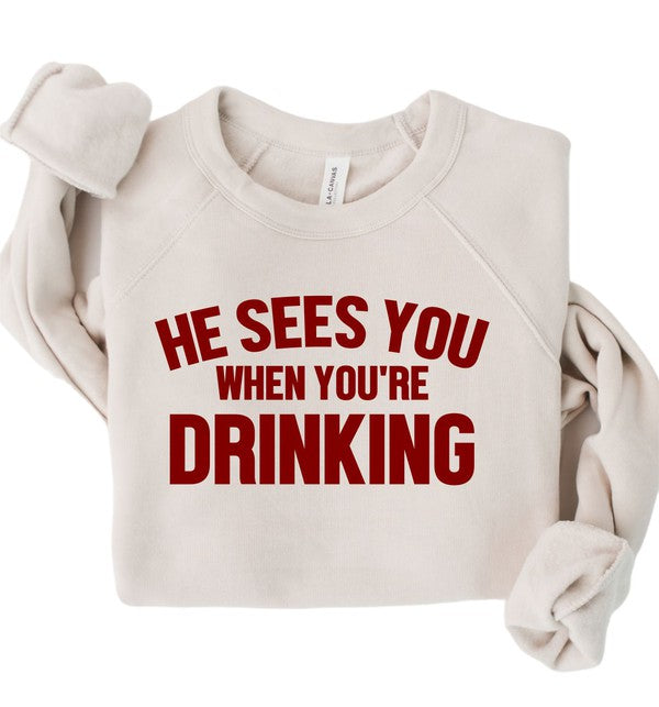 “He Sees You When You're Drinking” Premium Bella Canvas Crew