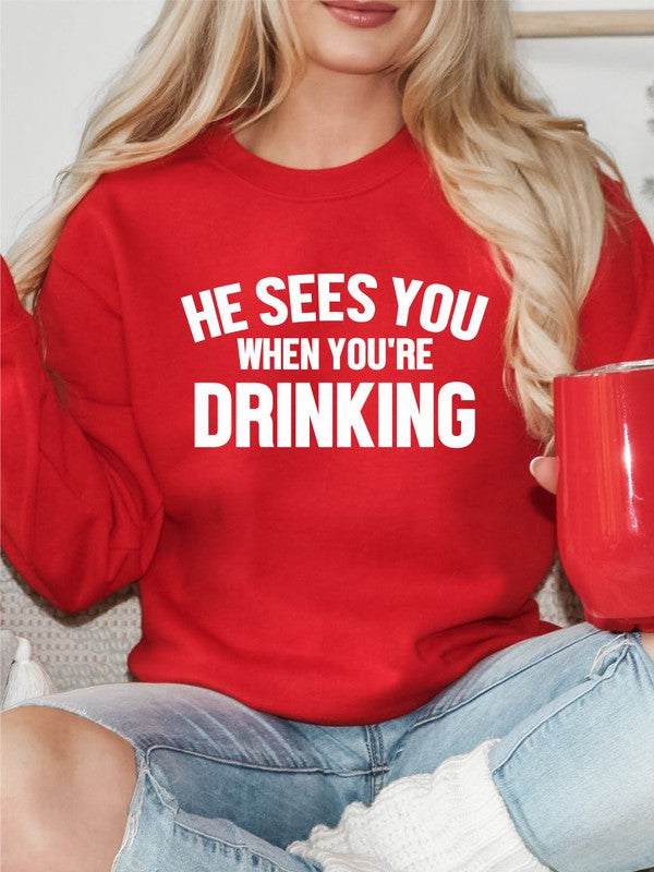 “He Sees You When You're Drinking” Premium Bella Canvas Crew