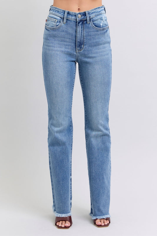 Judy Blue Alyson Raw Hem High Rise Bootcut Jeans