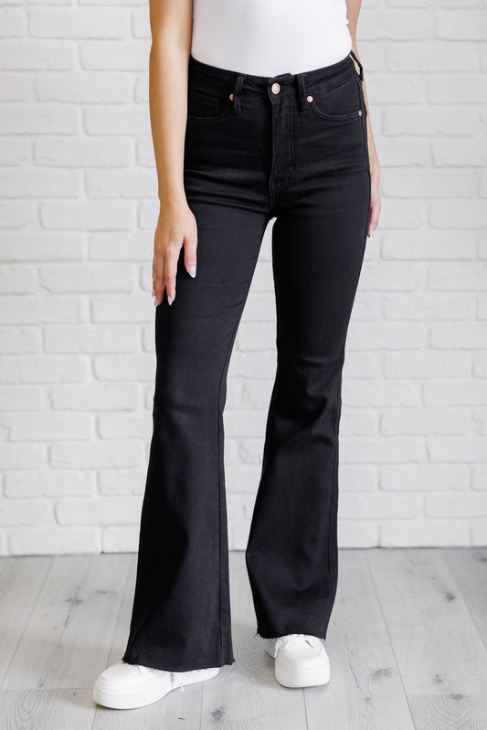 Judy Blue Etta High Rise Tummy Control Flare Jeans in Black