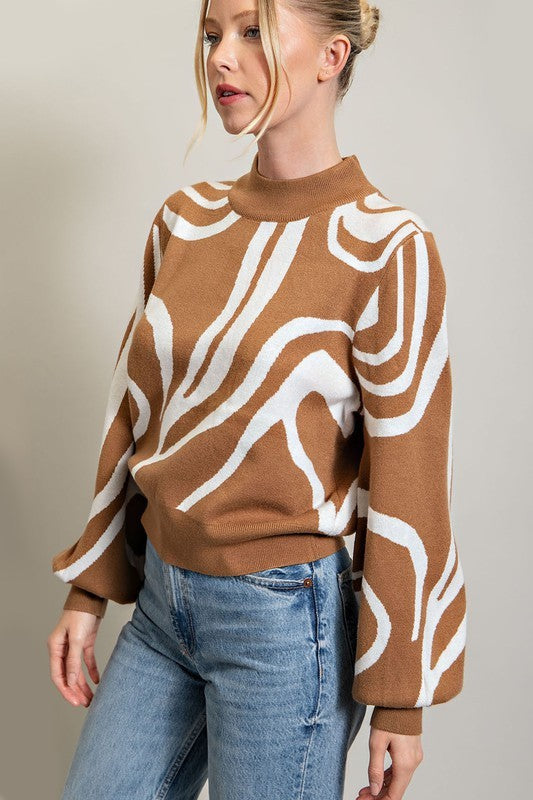 ee:some Mock Neck Printed Sweater