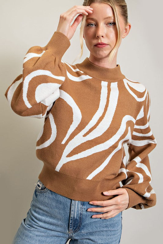 ee:some Mock Neck Printed Sweater