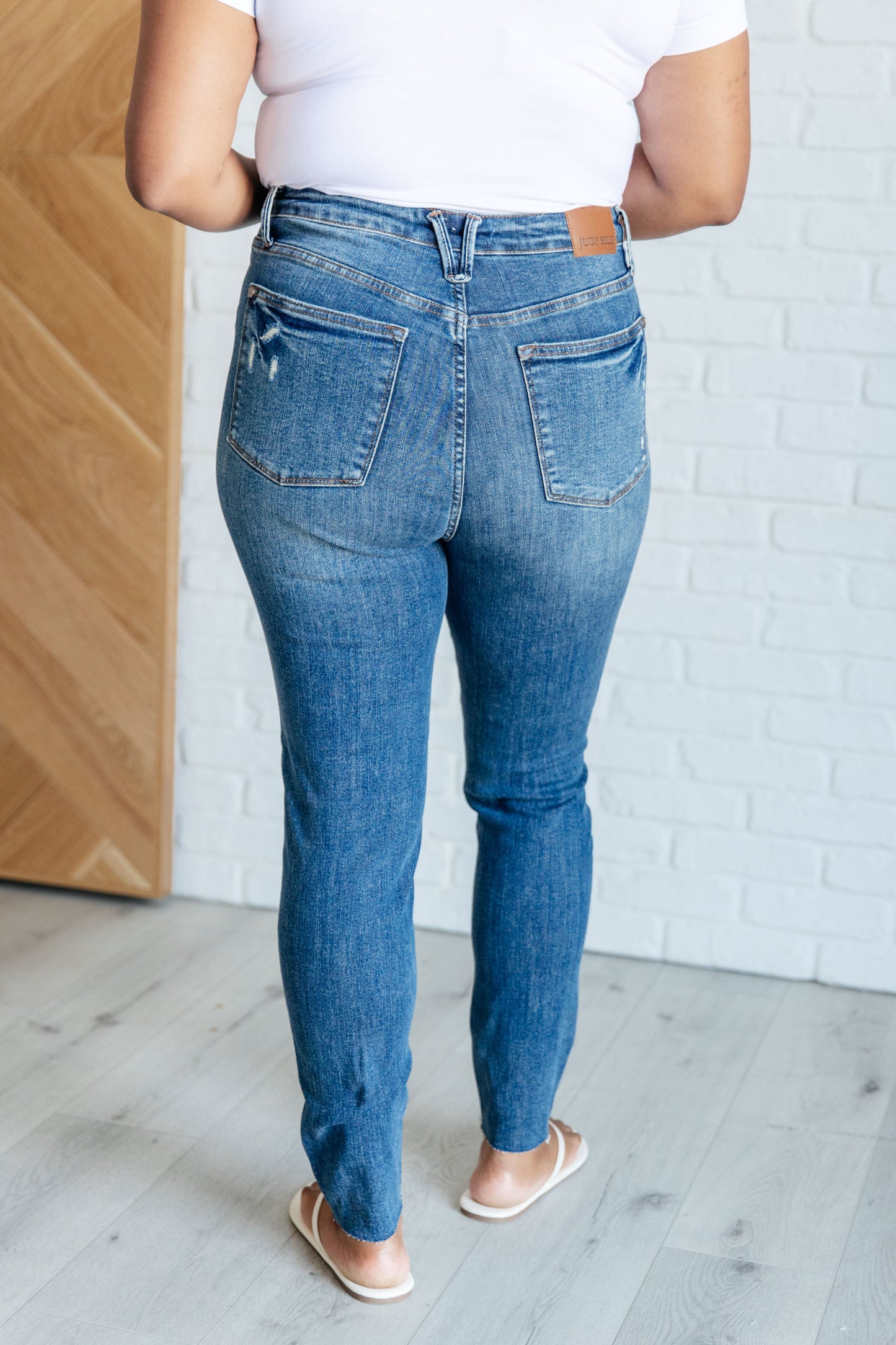 Judy Blue Alba Tummy Control Distressed Hem Skinny Jeans
