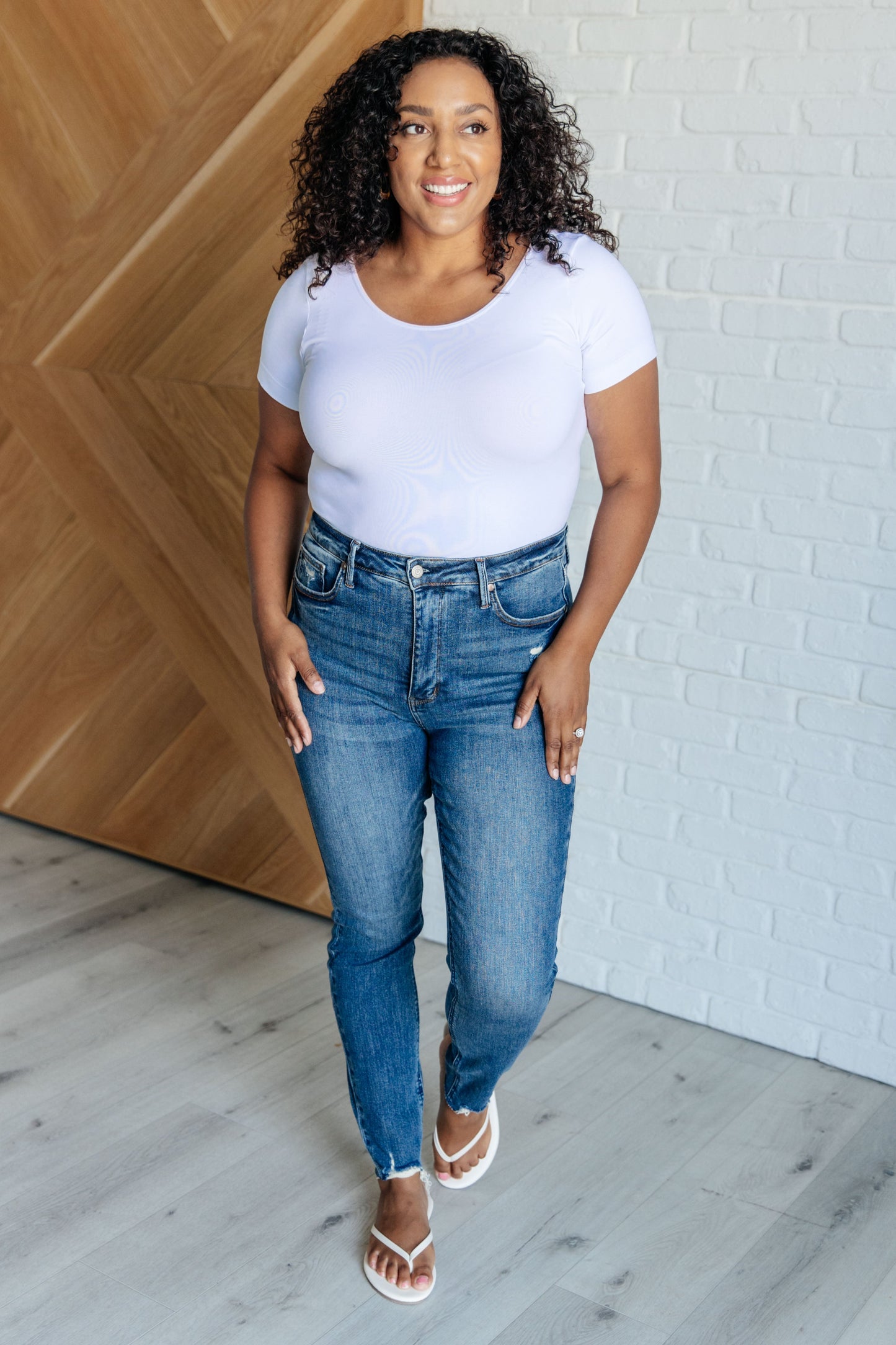 Judy Blue Alba Tummy Control Distressed Hem Skinny Jeans