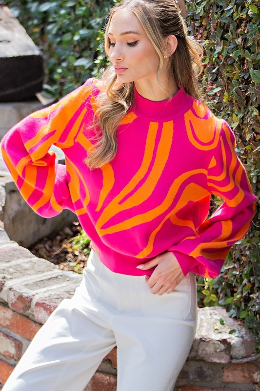 ee:some Mock Neck Printed Sweater