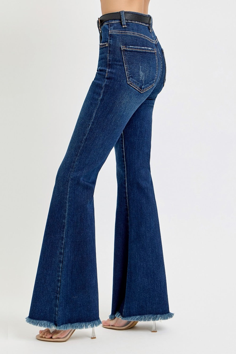 Risen Palmer Tummy Control Frayed Hem Flare Jeans