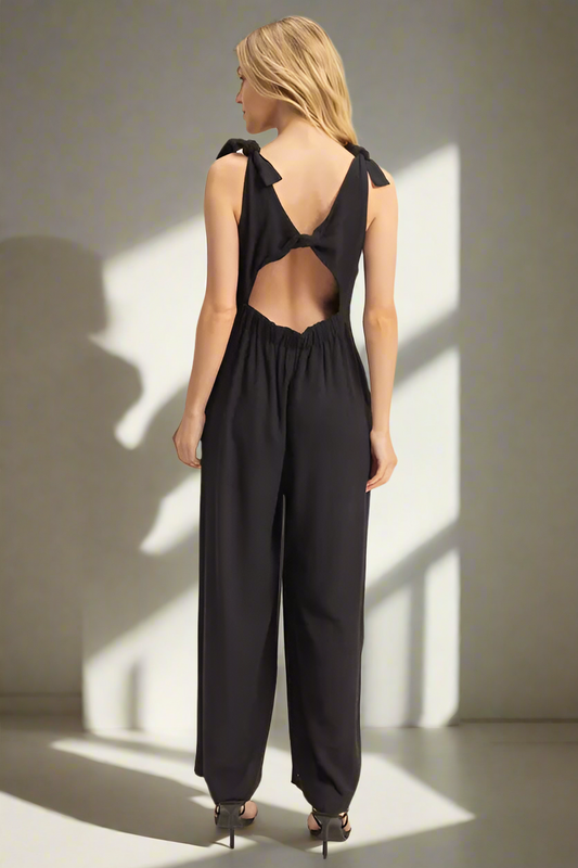 HYFVE Cutout Back Knotted Strap Wide Leg Jumpsuit