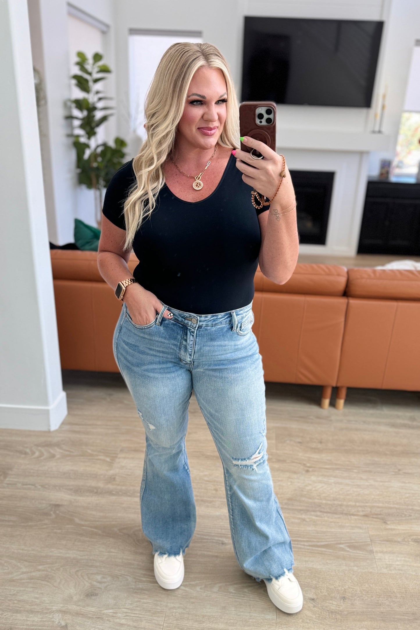 Judy Blue Caroline Mid Rise Flare Jeans