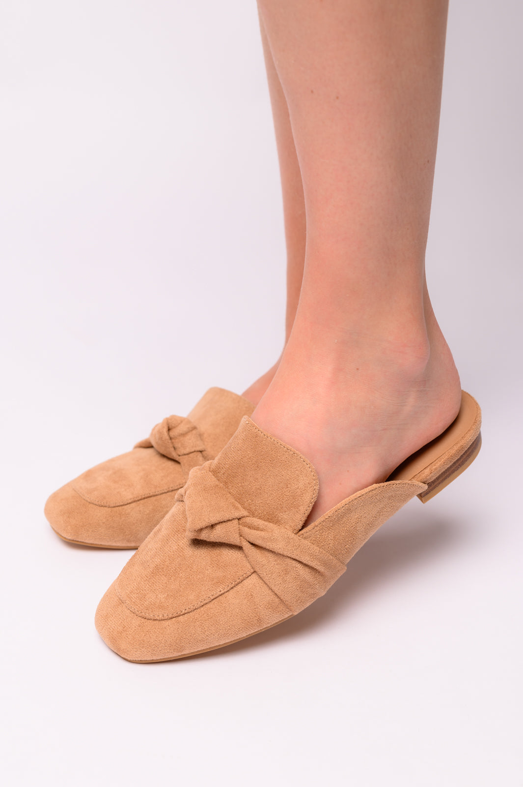 Corkys Clingy Mules in Camel Faux Suede