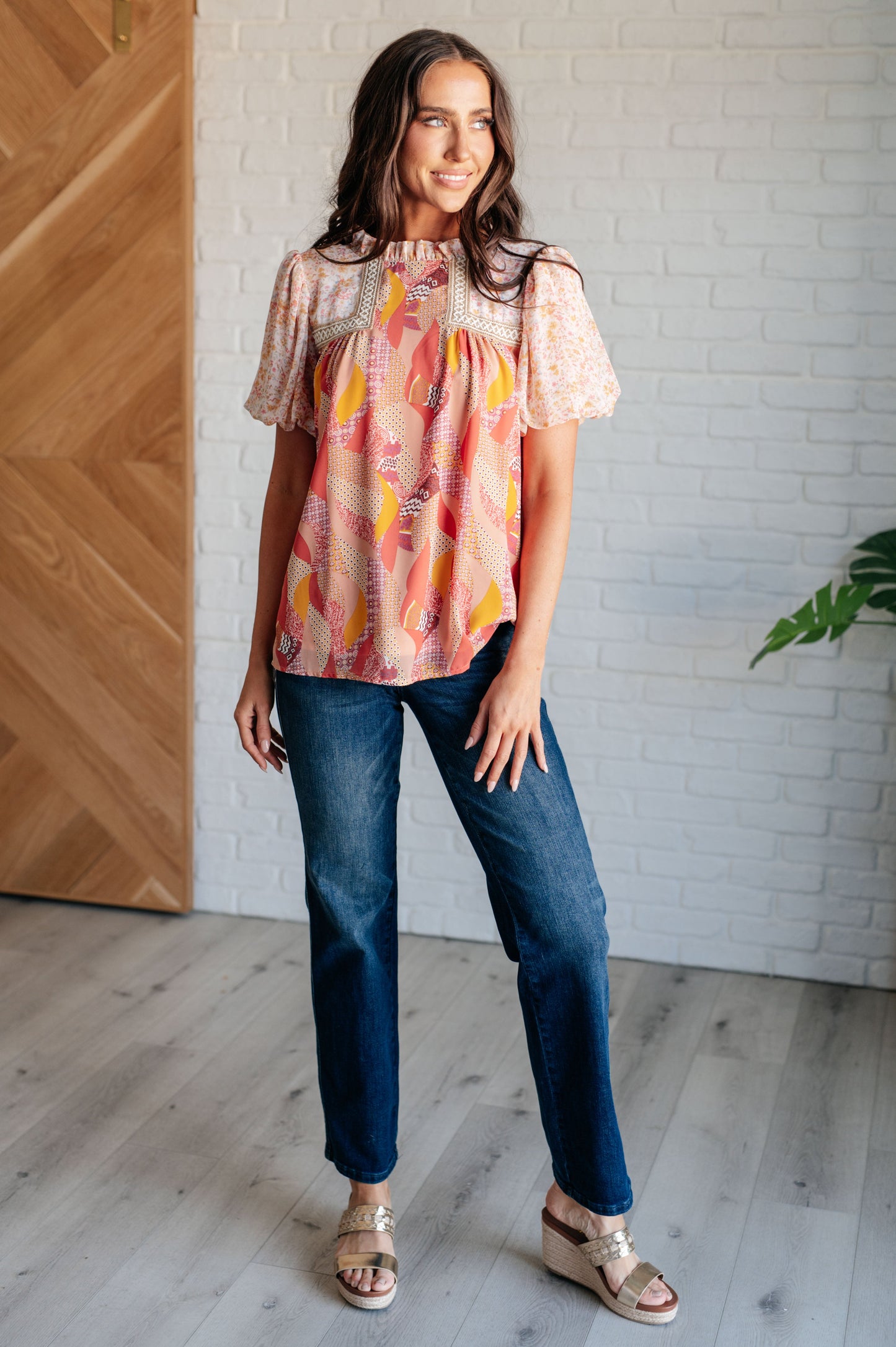 Jodifl Day Dreamer Mixed Floral Top in Mauve