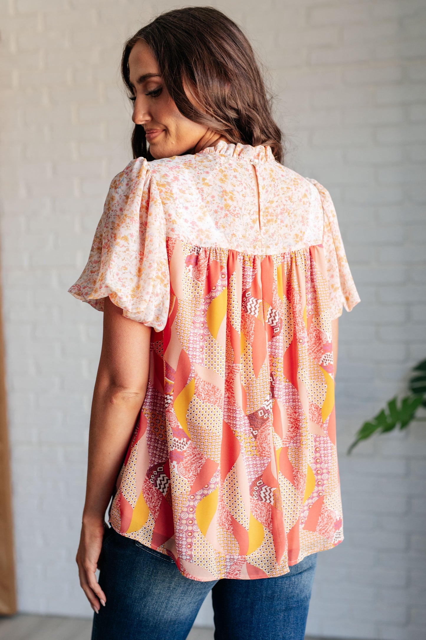 Jodifl Day Dreamer Mixed Floral Top in Mauve