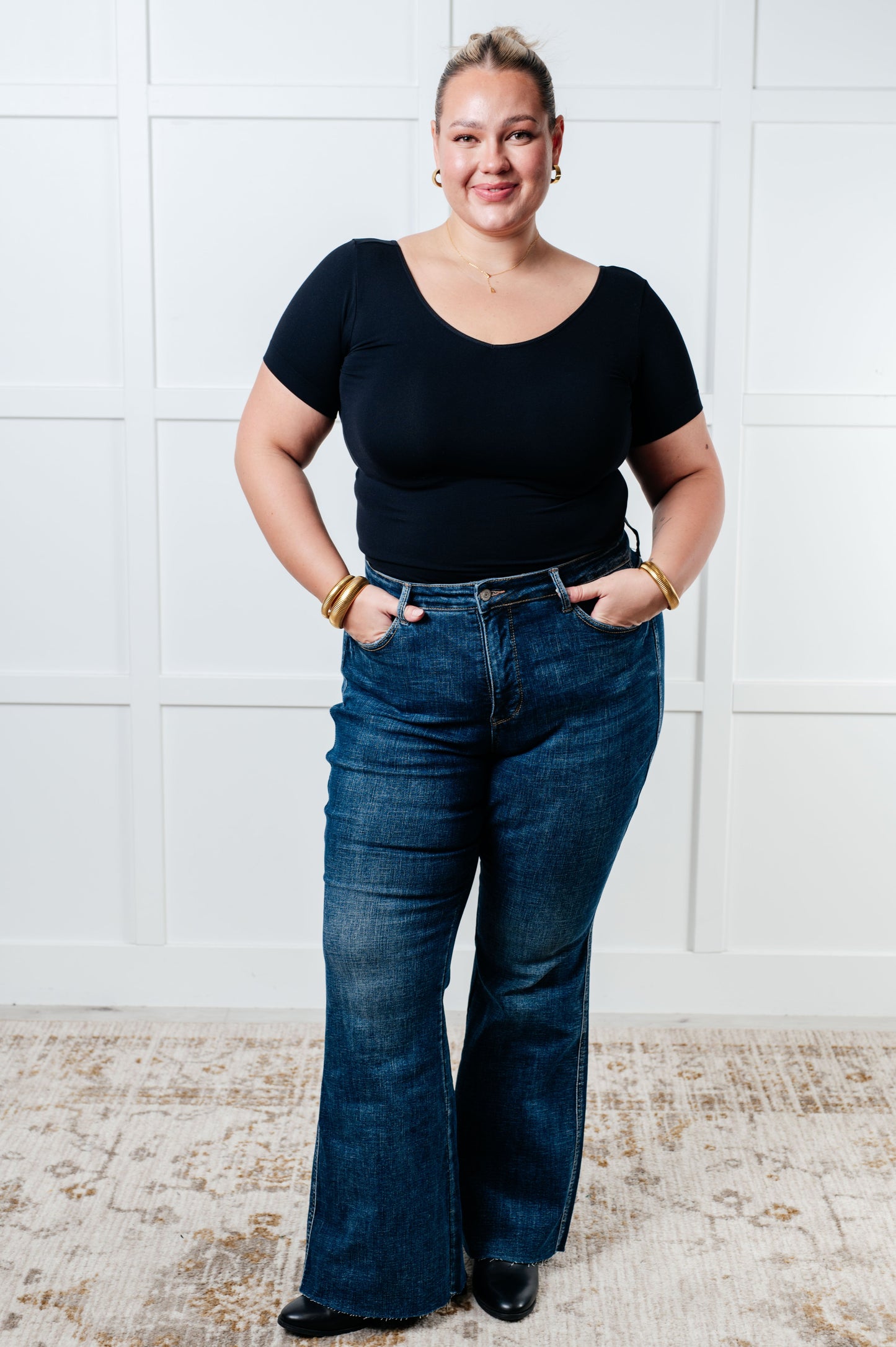 Judy Blue Edna High Rise Tummy Control Shield Pocket Flare Jeans