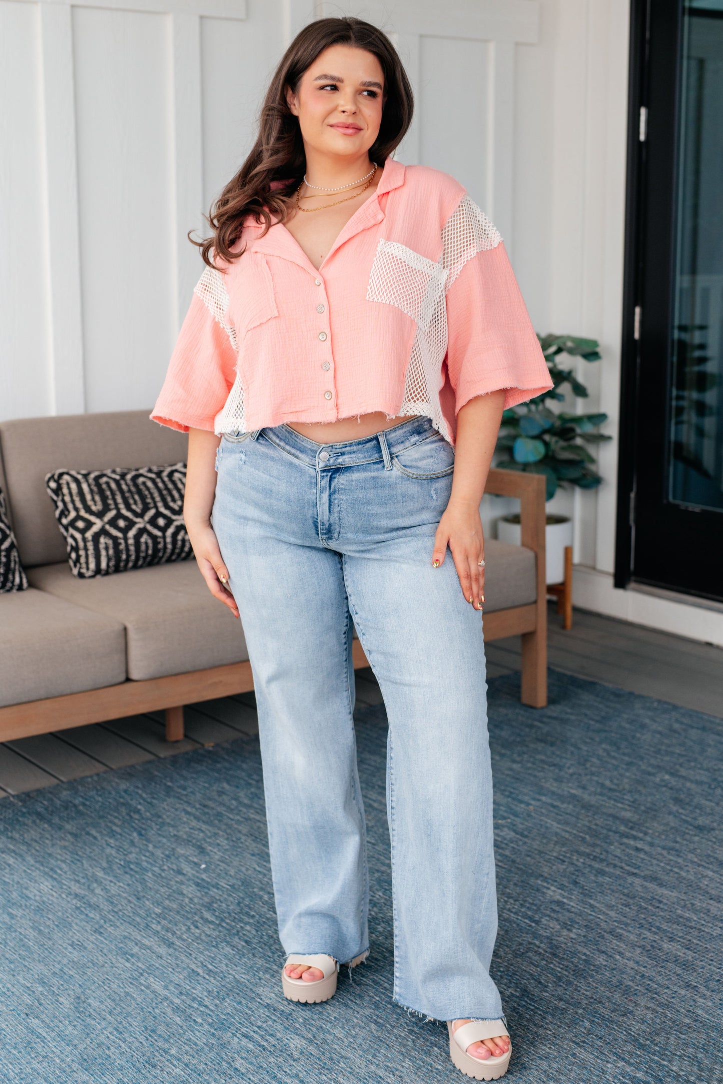 POL Havana Nights Button Up Top