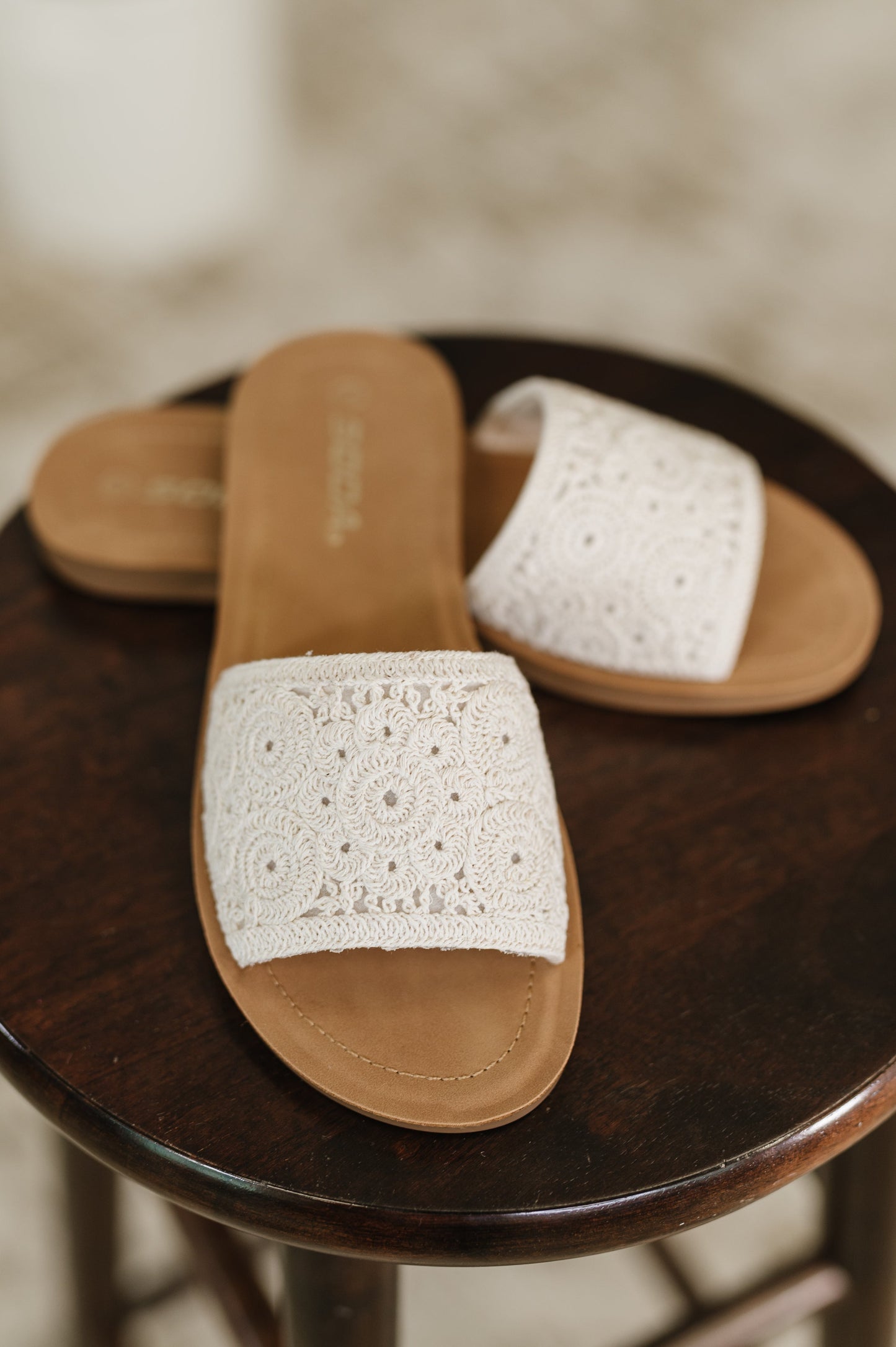 Imelda SODA Off White Crocheted Slip On Sandal