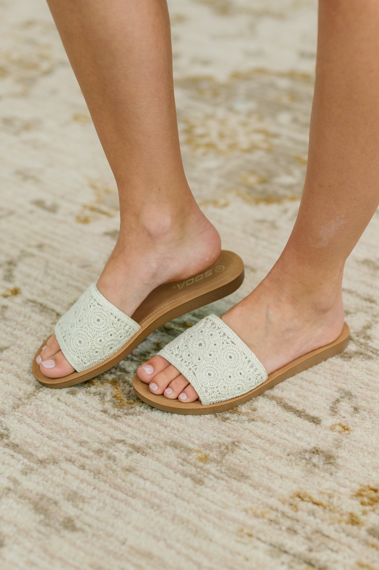 Imelda SODA Off White Crocheted Slip On Sandal