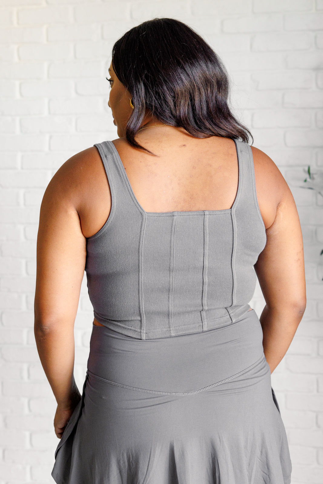 It's All About the Balance Rae Mode Twill Crop Top in Titanium