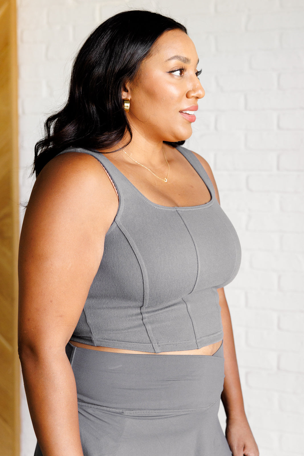 It's All About the Balance Rae Mode Twill Crop Top in Titanium