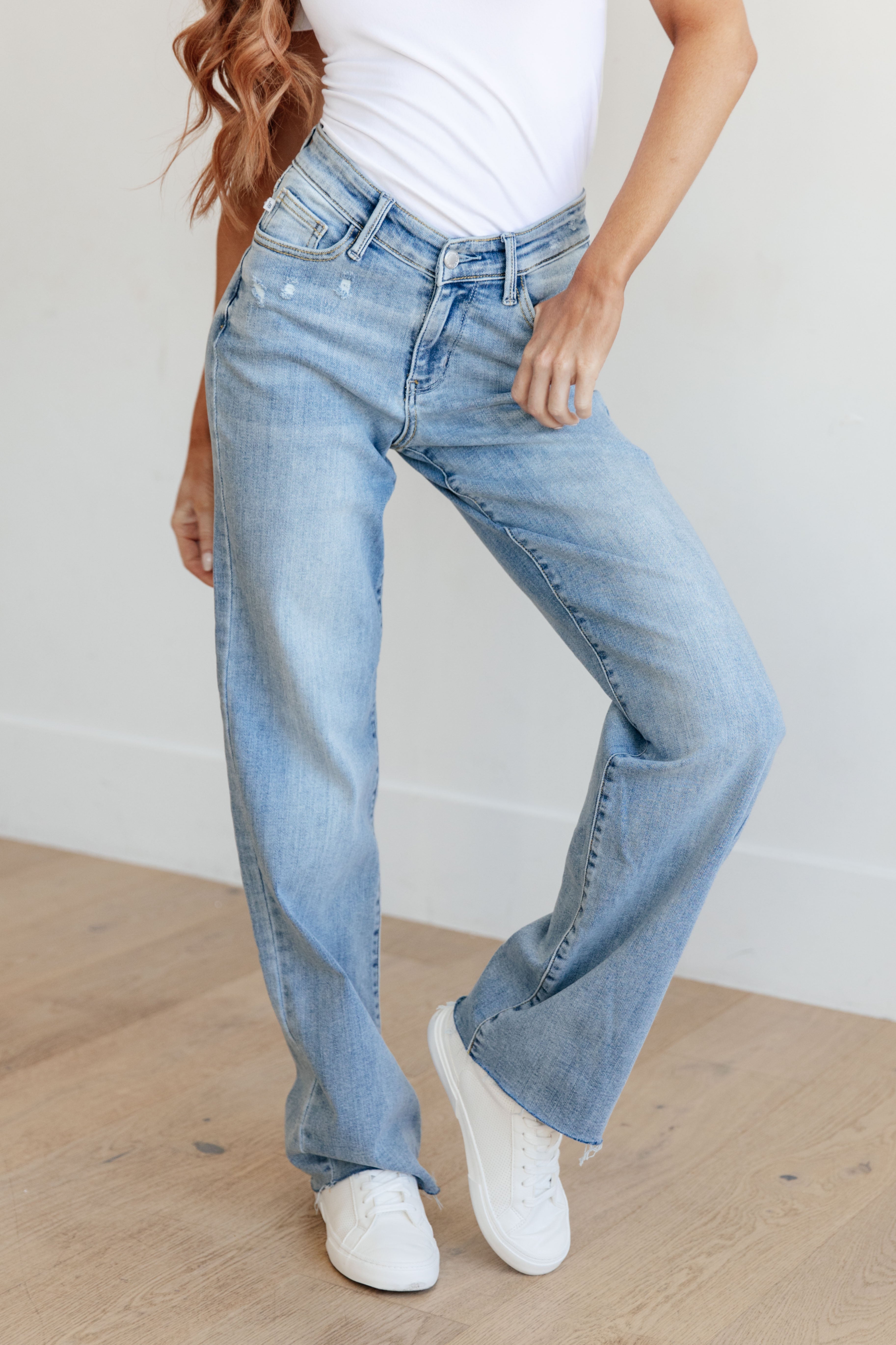 RISEN Jones High Rise Cuffed Straight Jeans