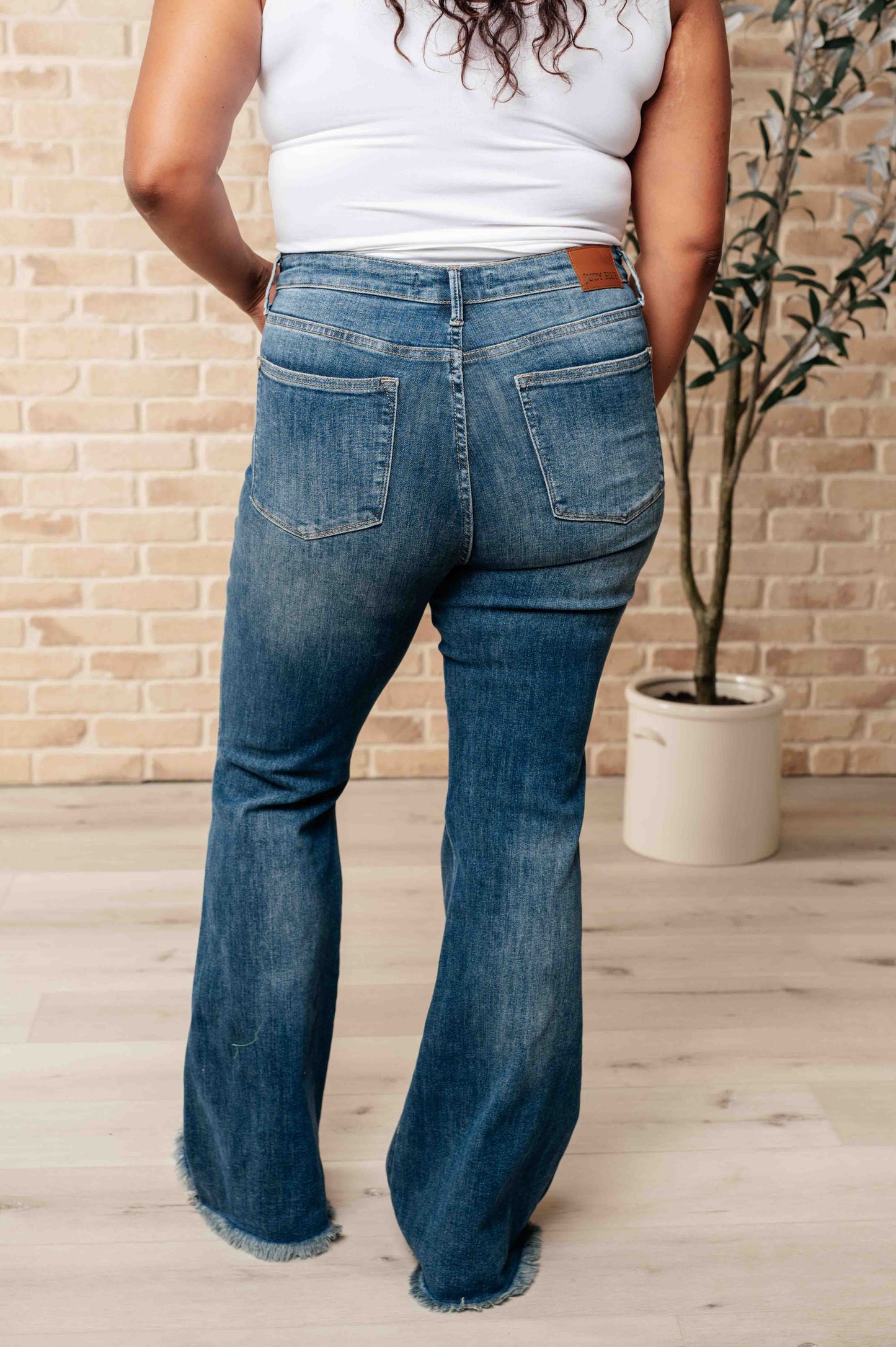 Judy Blue Miley High Waist Tummy Control Frayed Flare Jeans
