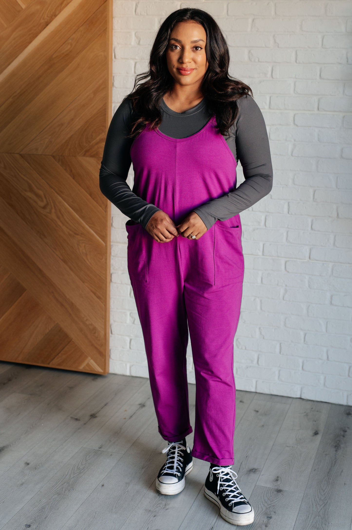 Totally Me Zenana Spaghetti Strap Jumpsuit in Light Plum