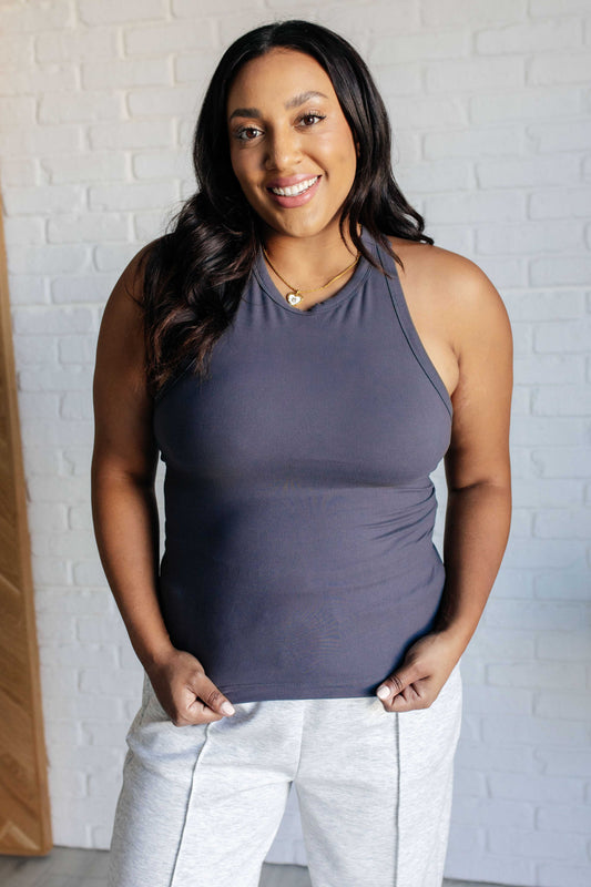 Truly Loyal Rae Mode Racerback Tank in Charcoal