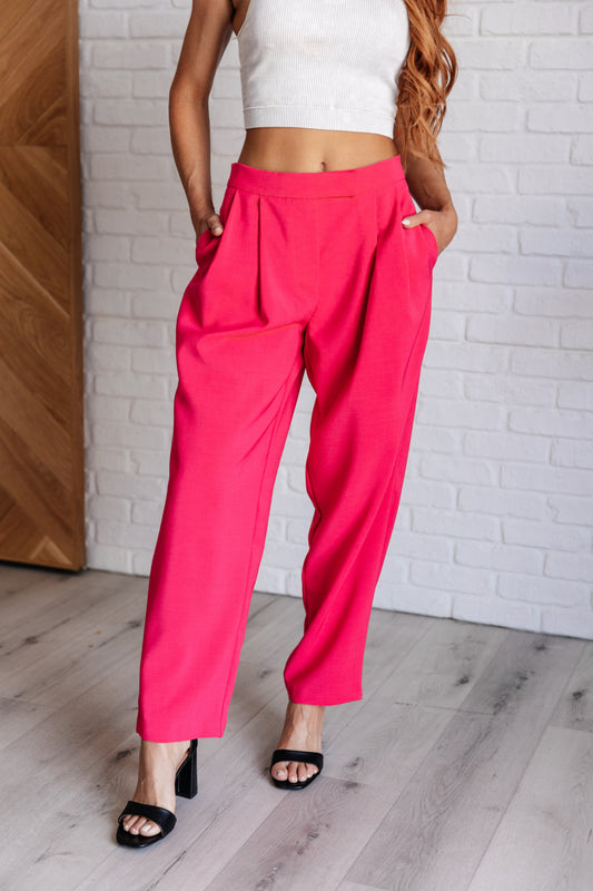GeeGee Vigilante Stuff Pleated Trousers in Hot Pink