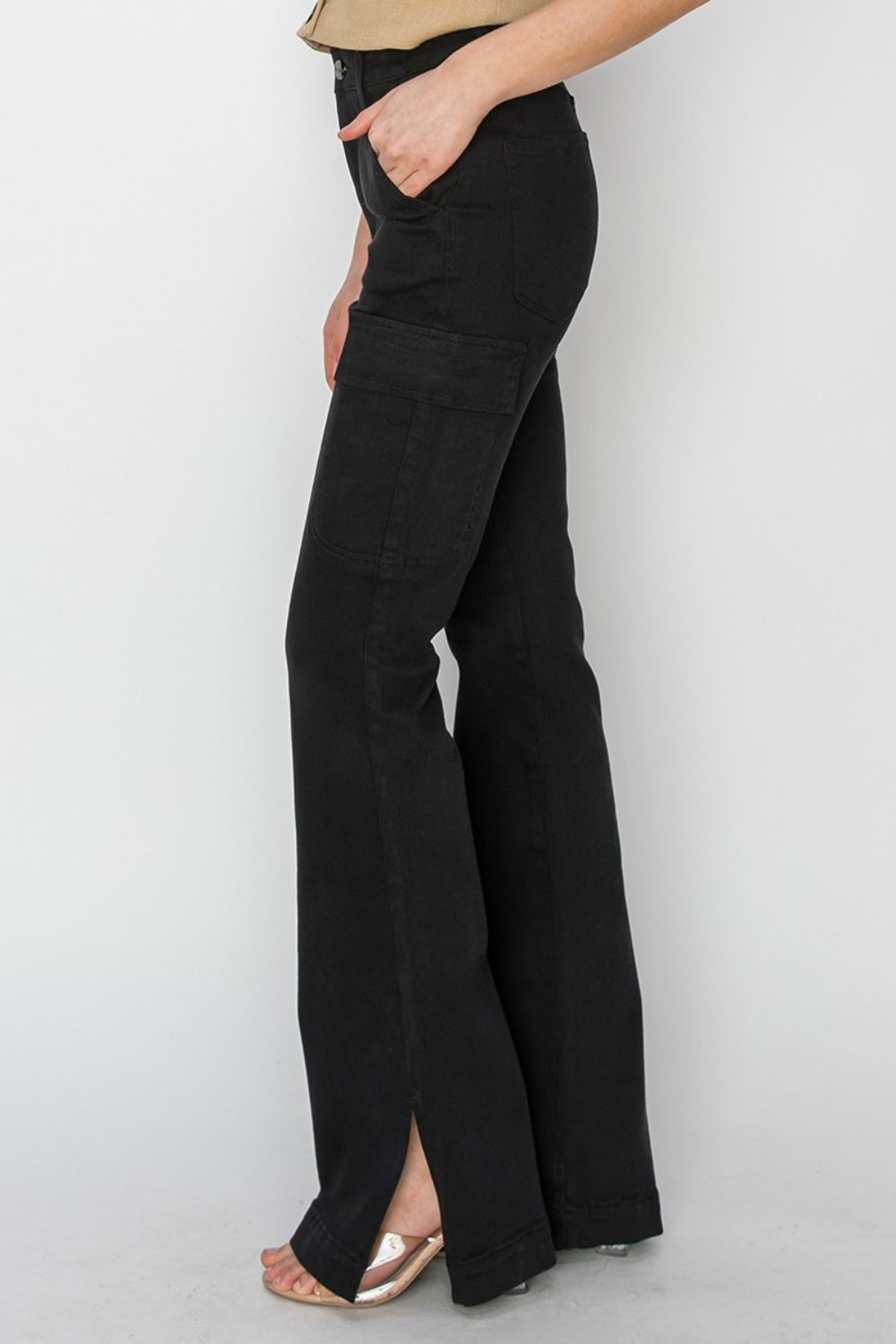 Risen Side Slit Cargo Bootcut Jeans