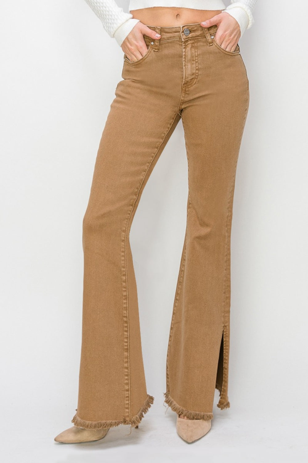 RISEN Bailey Side Slit Flare Jeans