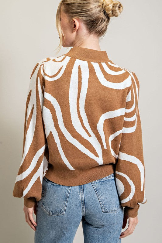 ee:some Mock Neck Printed Sweater
