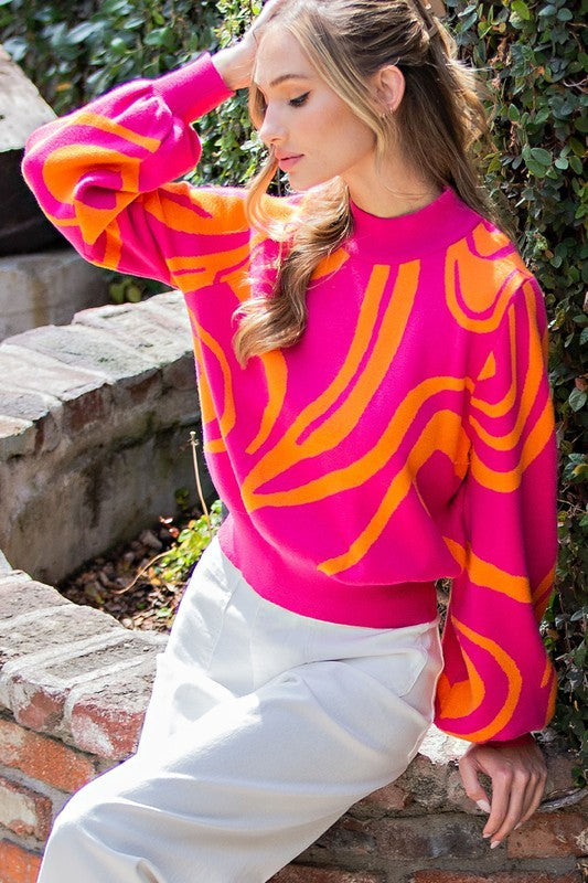 ee:some Mock Neck Printed Sweater