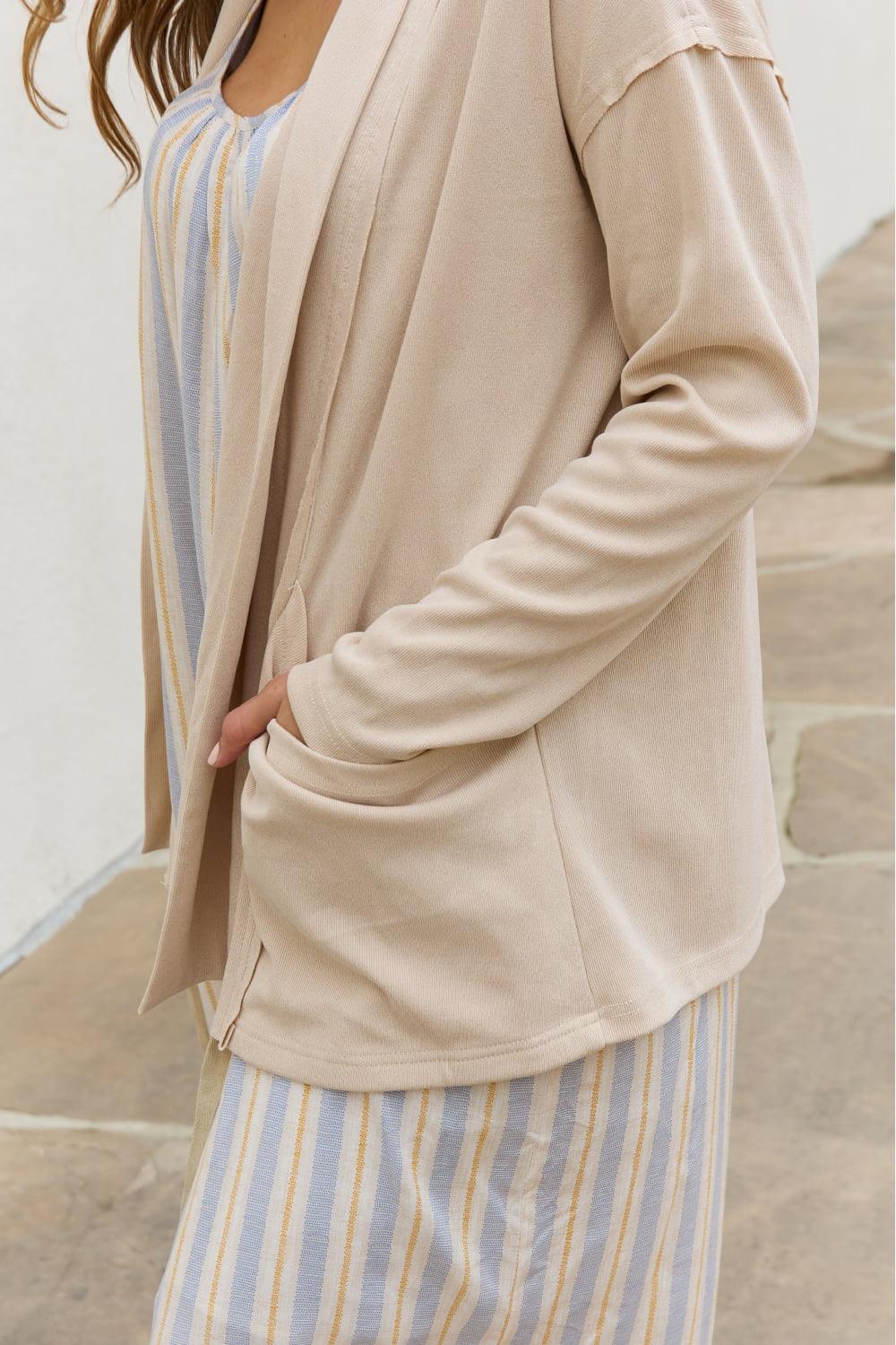 HEYSON Full Size Soft Ribbed Open Front Cardigan - The Fiery Jasmine