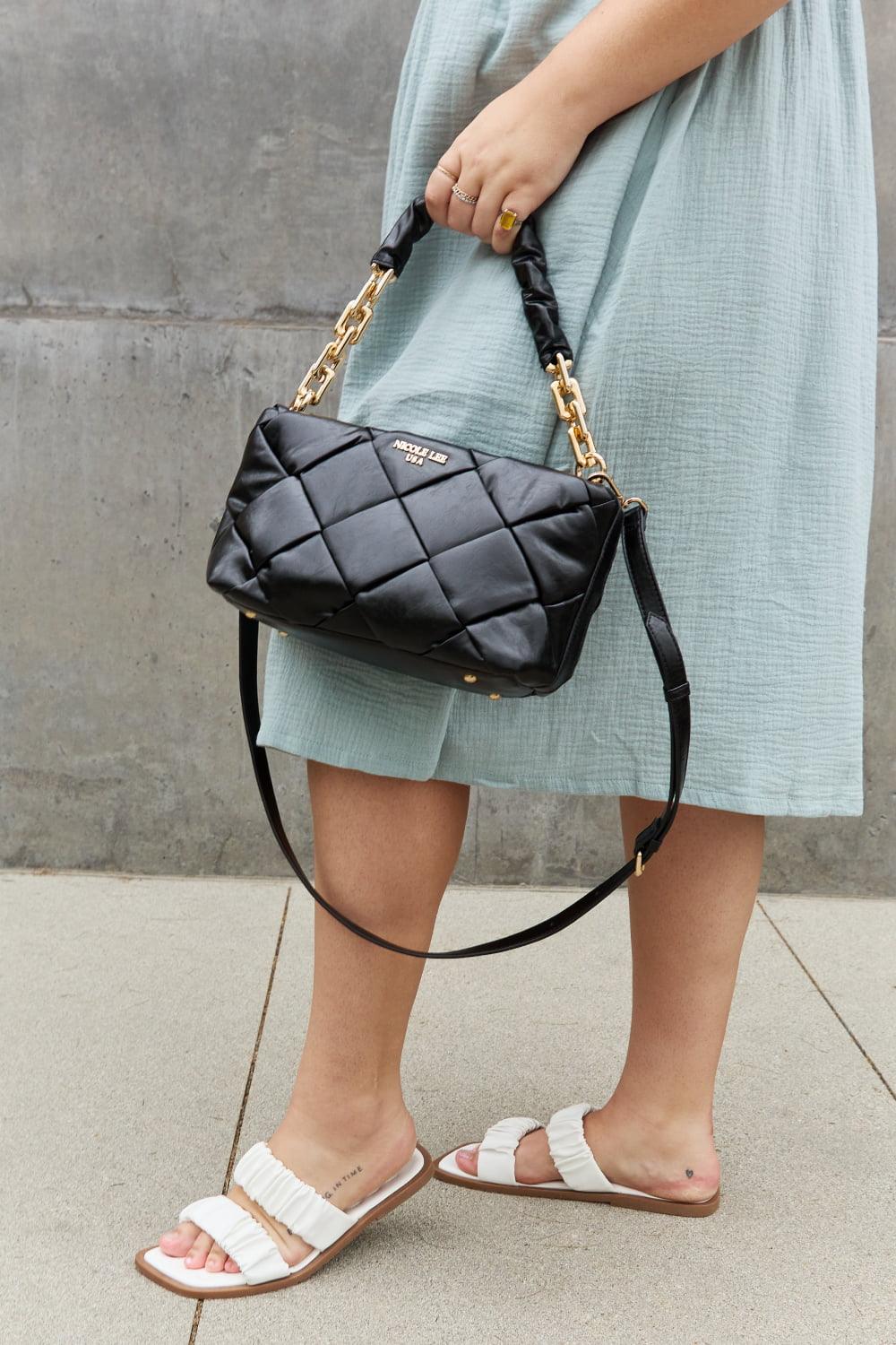 Nicole Lee USA Cassette Woven Satchel Crossbody Bag - The Fiery Jasmine