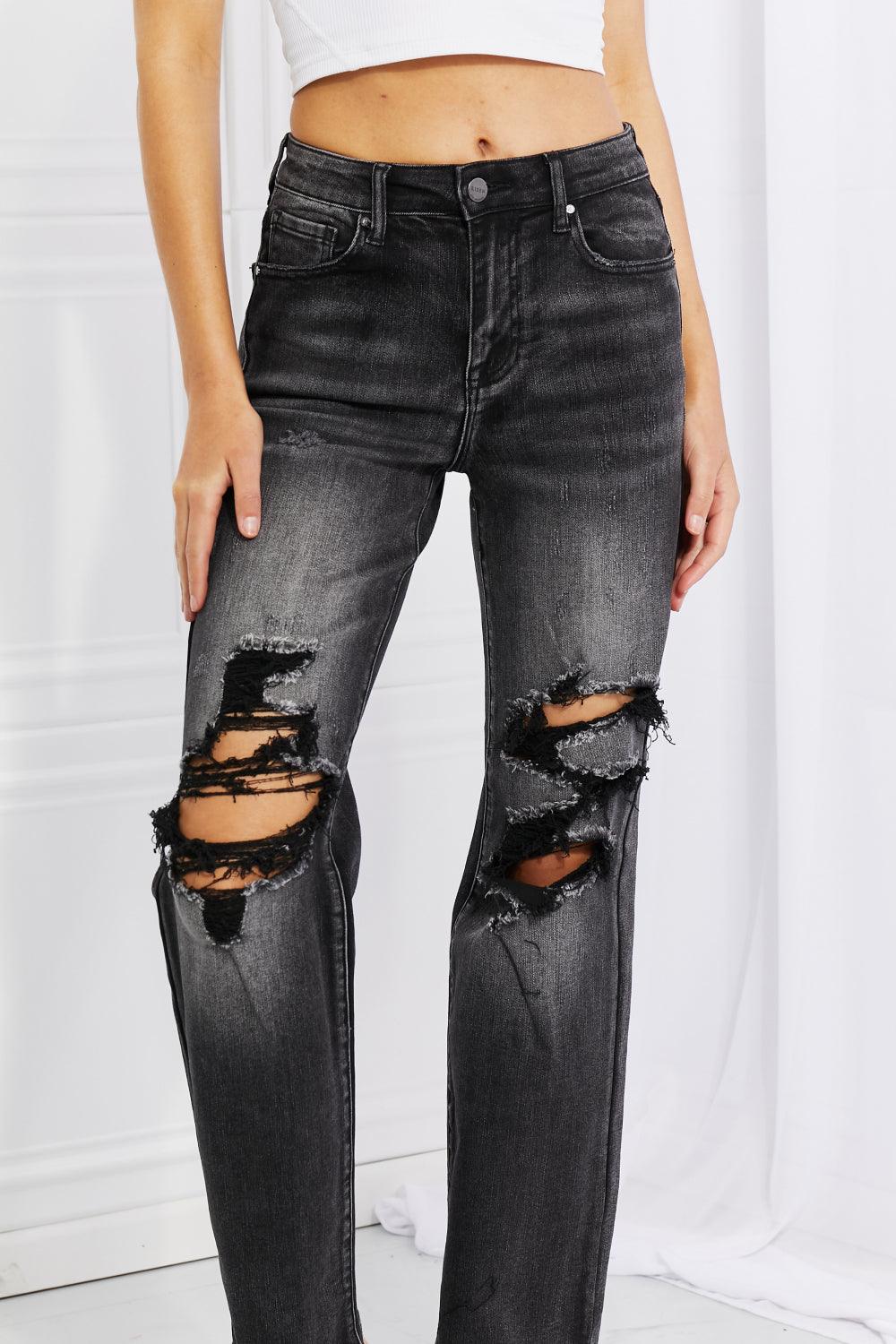 RISEN Full Size Lois Distressed Loose Fit Jeans - The Fiery Jasmine