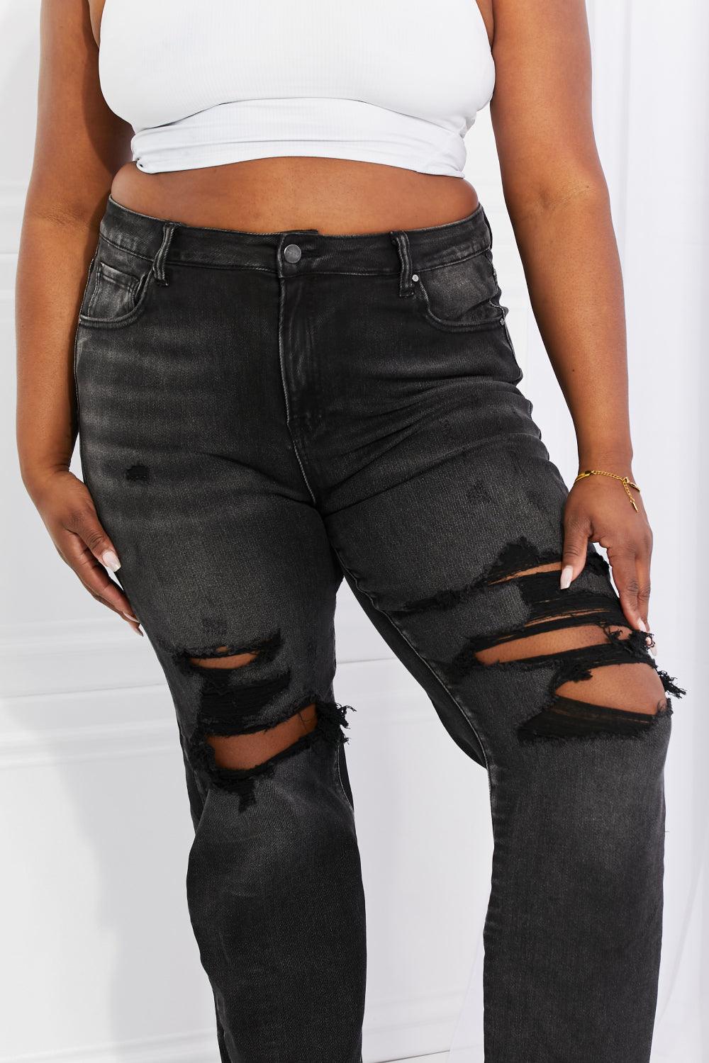 RISEN Full Size Lois Distressed Loose Fit Jeans - The Fiery Jasmine