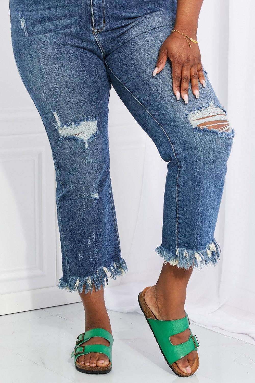 RISEN Full Size Undone Chic Straight Leg Jeans - The Fiery Jasmine