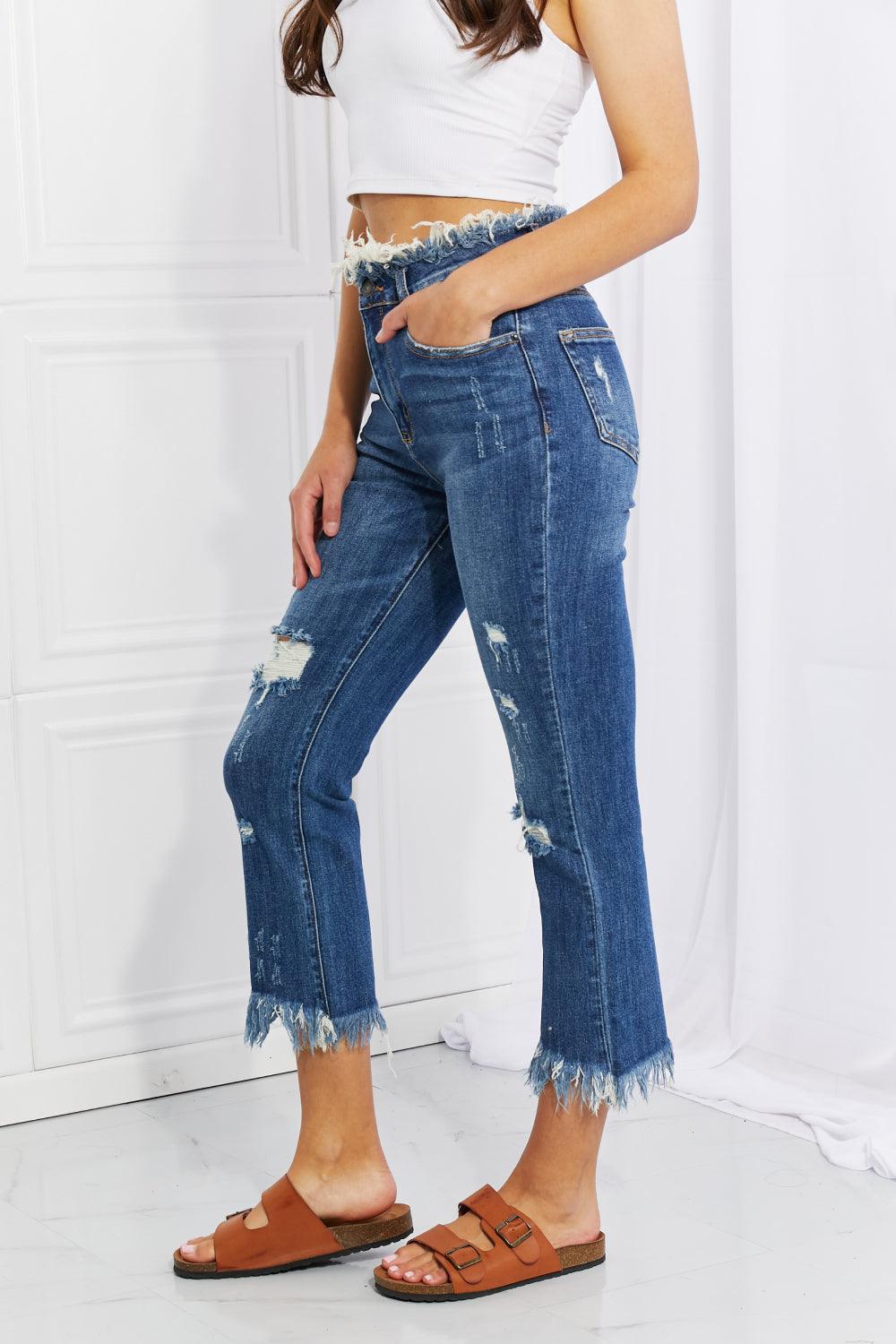 RISEN Full Size Undone Chic Straight Leg Jeans - The Fiery Jasmine