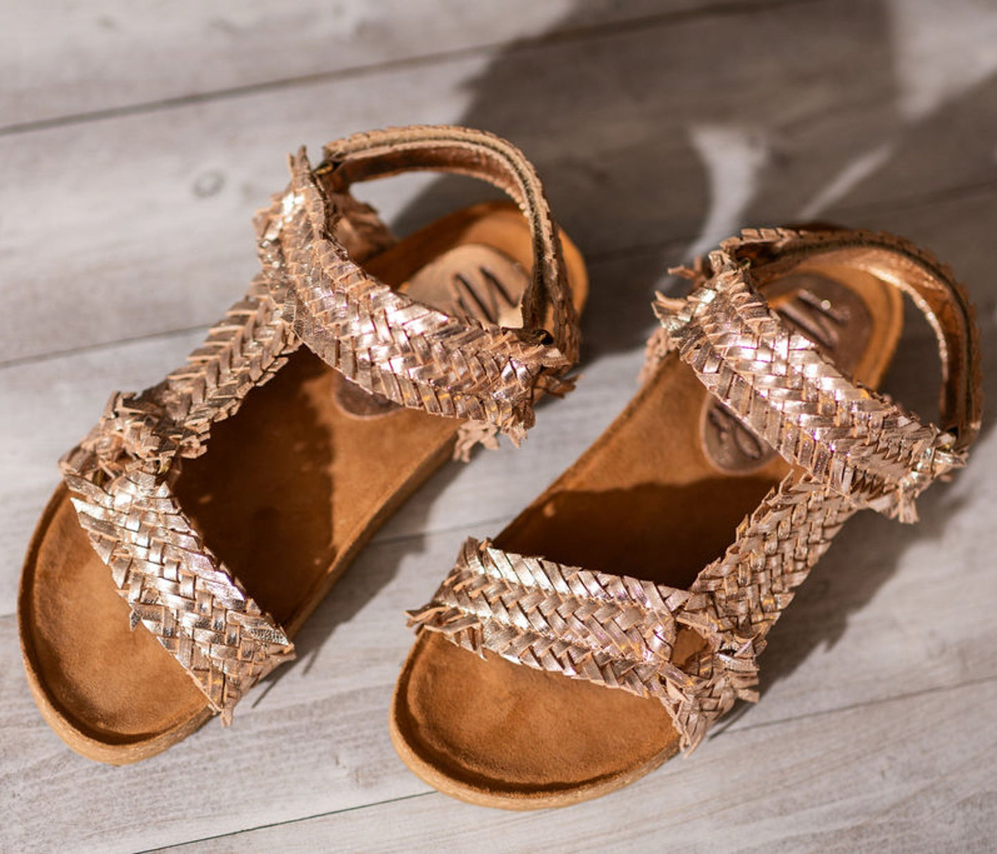 Naughty Monkey River Dance Woven Sandal in Champagne