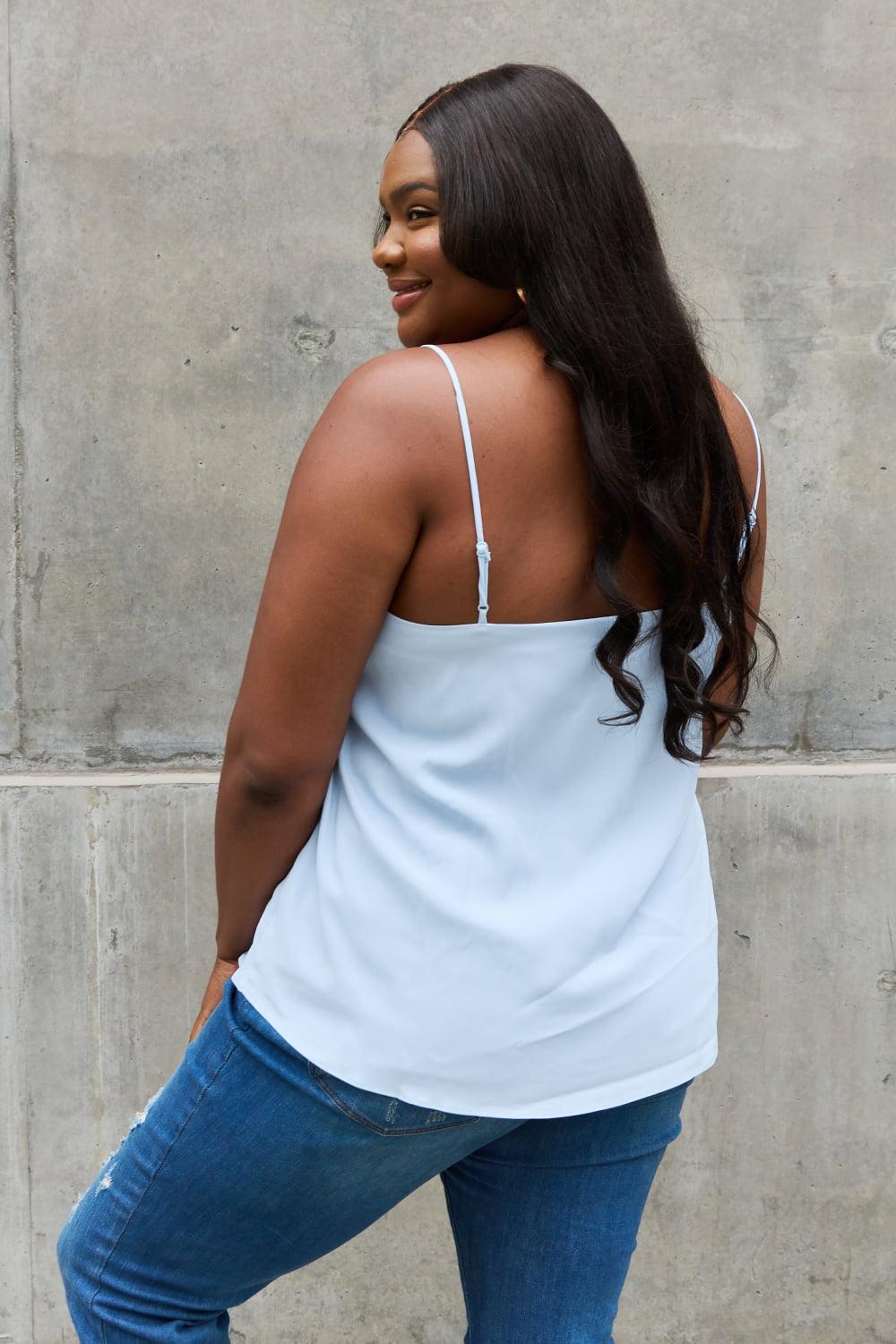 Sweet Lovely By Jen Full Size Scalloped Cami in Blue - The Fiery Jasmine