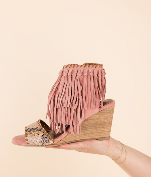 Naughty Monkey True Fringe Wedge in Blush