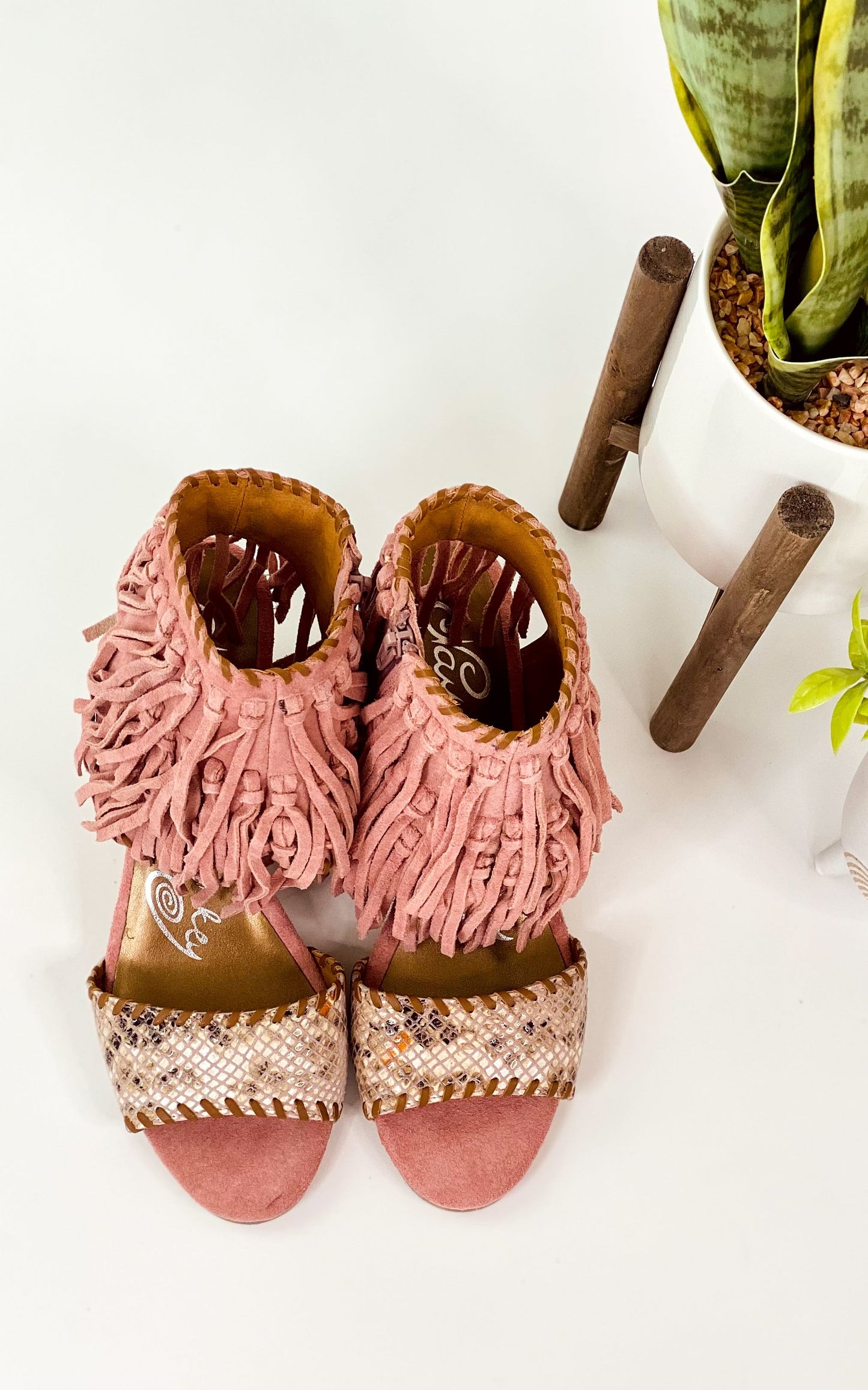 Naughty Monkey True Fringe Wedge in Blush
