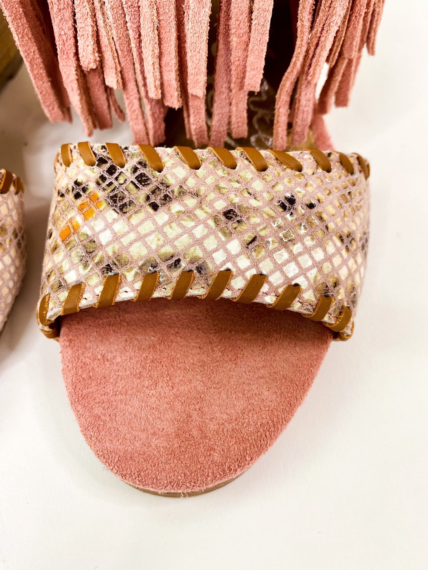 Naughty Monkey True Fringe Wedge in Blush