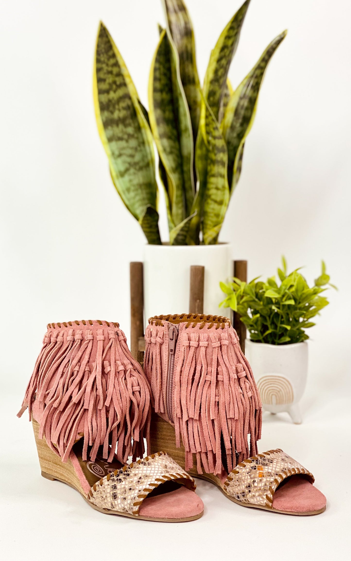 Naughty Monkey True Fringe Wedge in Blush